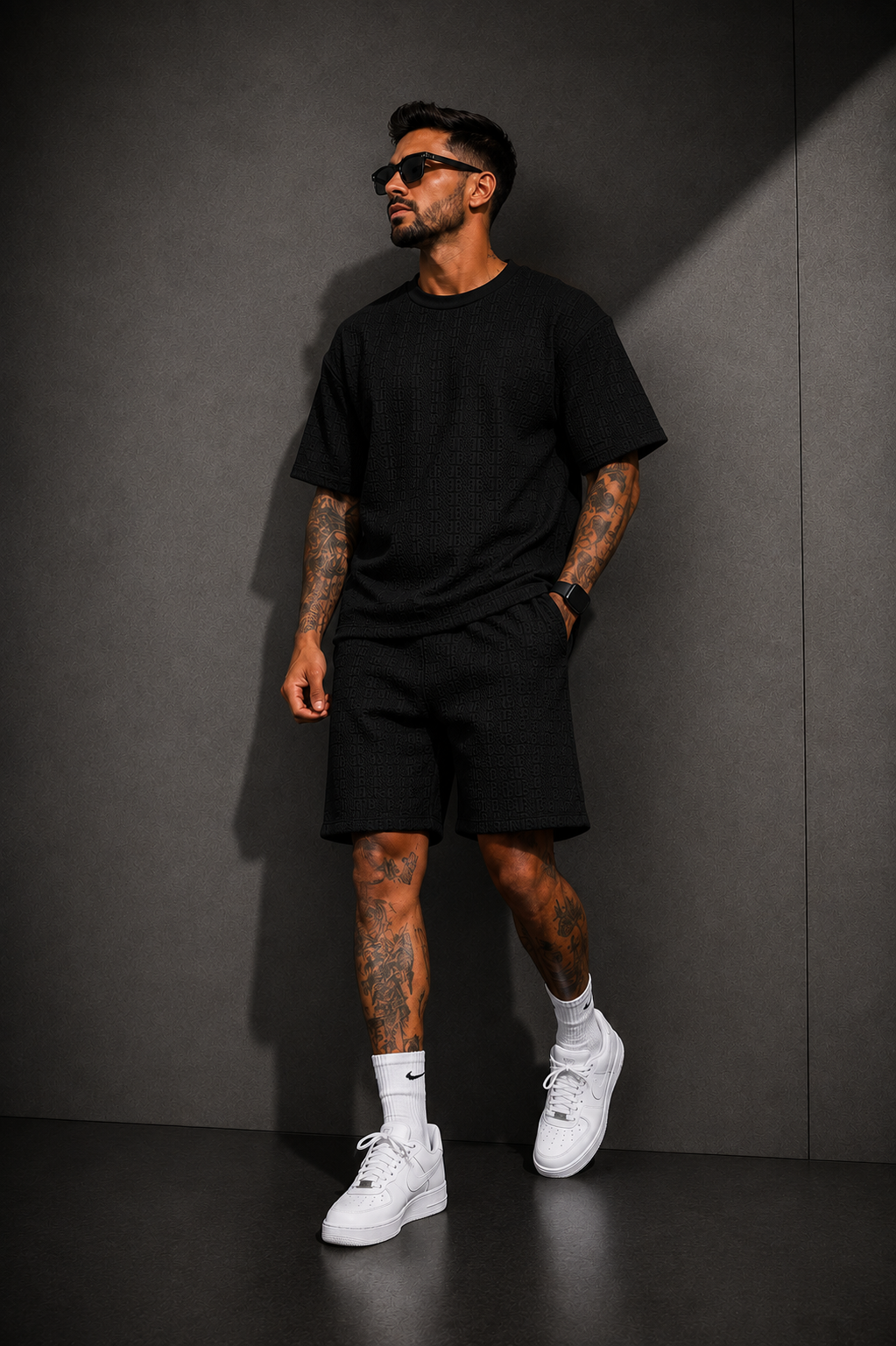CONJUNTO TEXTURIZADO — NEGRO